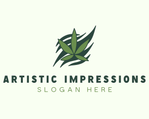 Green Cannabis Marijuana Leaf  logo design