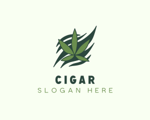 Green Cannabis Marijuana Leaf  logo design