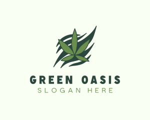 Green Cannabis Marijuana Leaf  logo design