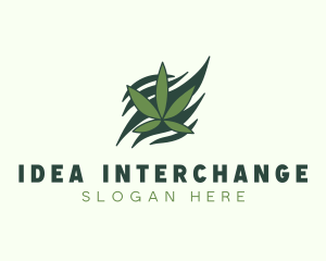 Green Cannabis Marijuana Leaf  logo design