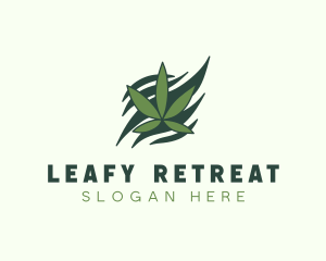 Green Cannabis Marijuana Leaf  logo design