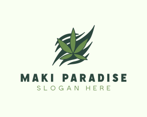 Green Cannabis Marijuana Leaf  logo design