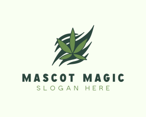 Green Cannabis Marijuana Leaf  logo design