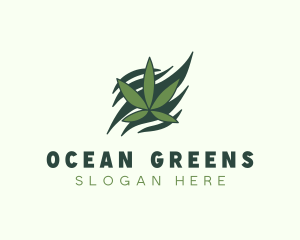 Green Cannabis Marijuana Leaf  logo design