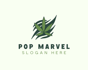 Green Cannabis Marijuana Leaf  logo design