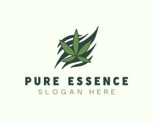 Green Cannabis Marijuana Leaf  logo design