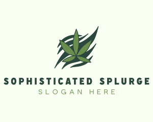 Green Cannabis Marijuana Leaf  logo design