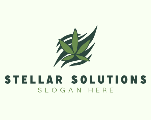 Green Cannabis Marijuana Leaf  logo design