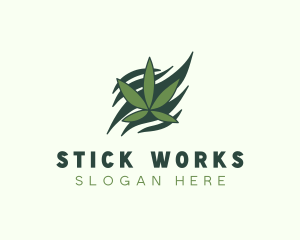 Green Cannabis Marijuana Leaf  logo design