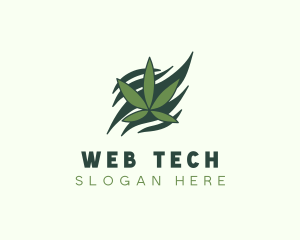 Green Cannabis Marijuana Leaf  logo design