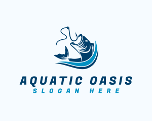 Aquatic Fishing Hook logo design