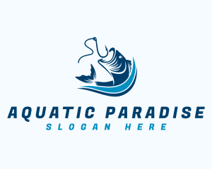 Aquatic Fishing Hook logo design