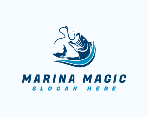 Aquatic Fishing Hook logo design