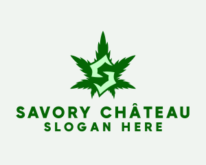 Cannabis Leaf Letter S logo design