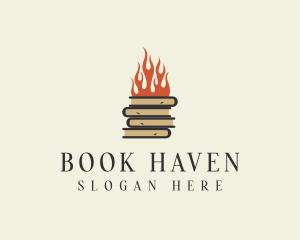 Library Book Fire logo design