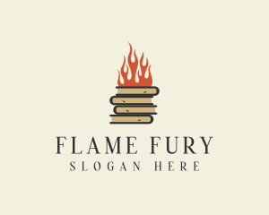 Library Book Fire logo design