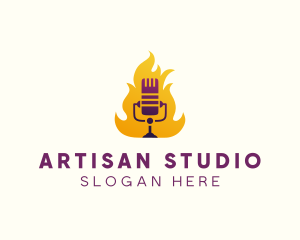 Flaming Podcast Studio logo design