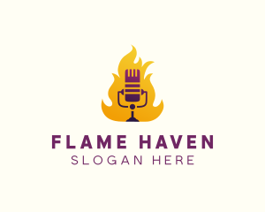 Flaming Podcast Studio logo design