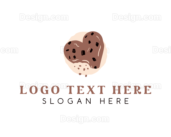 Chocolate Chip Heart Cookie Logo