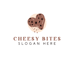 Chocolate Chip Heart Cookie logo design