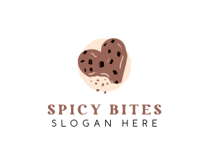 Chocolate Chip Heart Cookie logo design