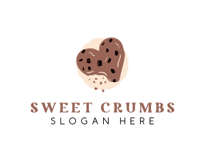 Chocolate Chip Heart Cookie logo design