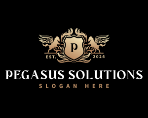 Luxury Pegasus Crest Shield logo design