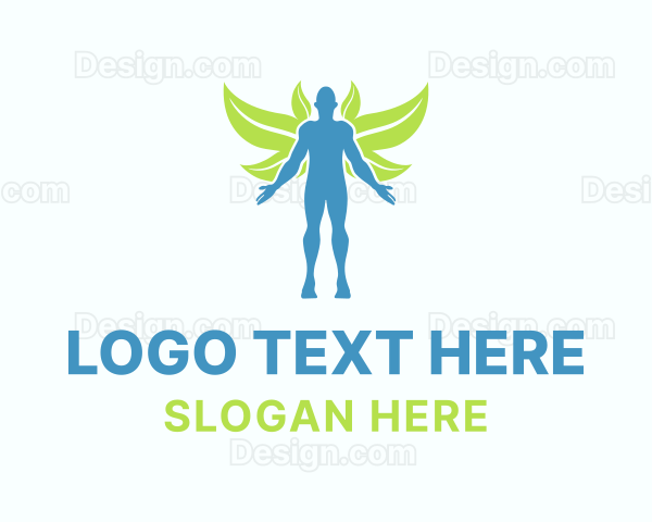 Leaf Man Wings Logo