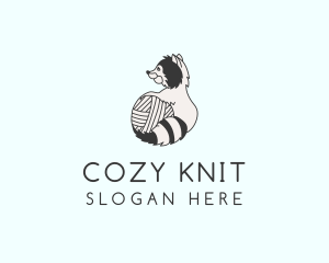 Racoon Yarn Ball  logo design