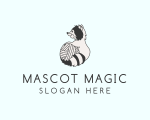 Racoon Yarn Ball  logo design