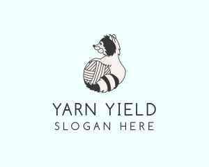 Racoon Yarn Ball  logo design