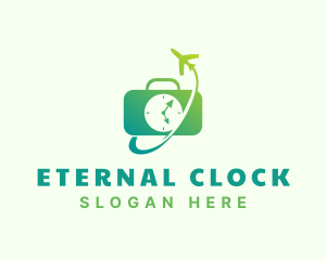 Suitcase Clock Airplane logo design