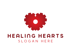 Red Mechanical Heart logo design