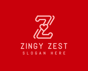 Dating Heart Letter Z logo design