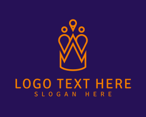 Reign - Royal Crown Location Pin logo design
