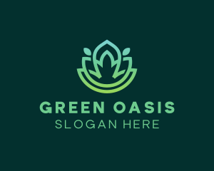 Gradient Green Flower Outline logo design