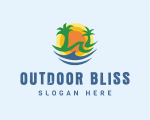 Palm Tree Beach Sun logo design