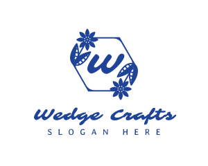 Classic Blue Floral Wreath logo design