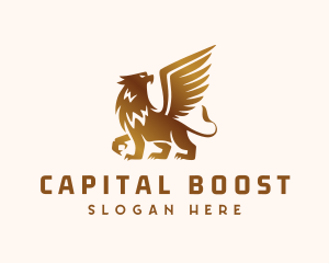 Golden Griffin Mythical Creature logo