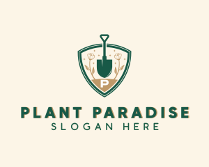 Plant Landscaping Shovel logo design