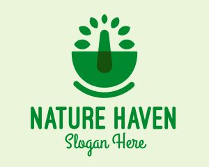 Nature Mortar & Pestle  logo design