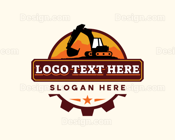 Excavator Backhoe Construction Logo