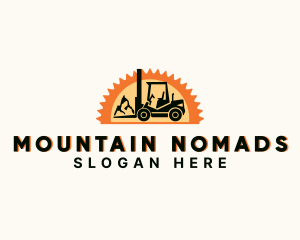 Mountain Construction Forklift  logo design