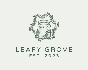 Leafy Kombucha Jar  logo design