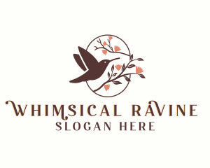 Hummingbird Leaf Branch logo design