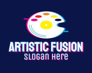 Glitchy Artist Palette Disc logo design