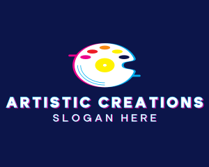 Glitchy Artist Palette Disc logo design