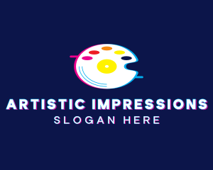 Glitchy Artist Palette Disc logo design