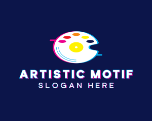 Glitchy Artist Palette Disc logo design