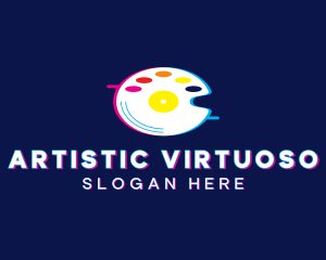 Glitchy Artist Palette Disc logo design